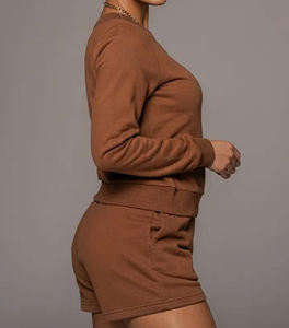 Ensembles pour femmes à épaules courtes de qualité supérieure personnaliser la conception chemise short uni 100% coton vente en gros 2 pièces ensemble pour femmes - Product Image 5