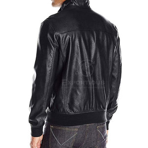 Veste en cuir respirante et confortable, col montant, logo sur le devant, meilleur prix, utilisation en extérieur, prix de gros, pour hommes, hiver, en vente en ligne - Product Image 4