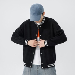 Nouvelle veste universitaire en toile enduite de haute qualité avec col montant et logo à l'avant pour hommes, décontractée, de couleur unie, pour le printemps et l'automne - Product Image 3