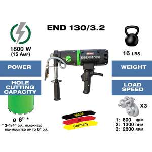 สว่านเจาะคอนกรีตแบบเปียก 110V สำหรับอิฐและหินบล็อก 3 ระดับความเร็ว สำหรับงานก่อสร้าง - Product Image 4