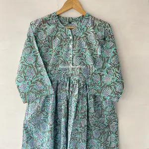 Luxury Design Summer Cotton Casual <b>Dress</b> <b>with</b> Block Bird Print Natural Waistline & Sweet Style Wholesale Price - Product Image 2