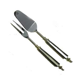 Decoración de mesa de lujo Cuchillo de corte de pastel de metal y utensilio de servicio Juego de cuchillos de corte y servicio de pastel de metal al por mayor - Product Image 1