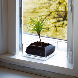 VBV0804 - Square Glass Block <b>Vase</b> - 8 x 4 - Product Image 5