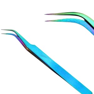 Pinzas de pestañas antiestáticas profesionales, herramienta de extensión de pestañas con punta de fibra de Color personalizable, instrumentos de belleza duraderos - Product Image 1