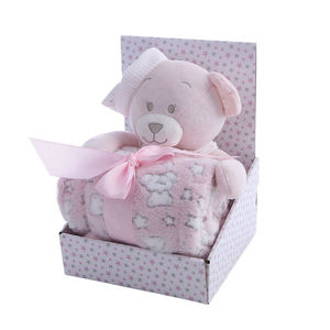 Ensemble de 3 couvertures pour bébé en polyester corail, douces et moelleuses, en tissu polaire tricoté à motif ours, style western, pour la maison et les enfants - Product Image 1