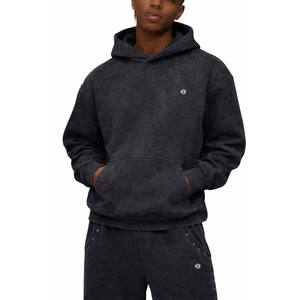 Haut à capuche en molleton délavé vintage pour homme, coupe décontractée, manches longues, vêtements de rue décontractés pour la vente en gros - Product Image 1