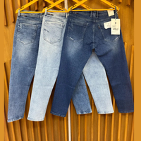 Jeans skinny pour hommes et femmes en denim mélangé de haute qualité, lavage vintage, vêtements décontractés, vente en gros, surplus de stock de marque
