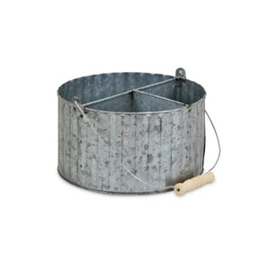 Single Tier Galvanized Metal Eco-Friendly Modern Design Cutlery Utensil Holder <b>Kitchen</b> <b>Storage</b> <b>Rack</b> Wooden Handle Non-Folding - Product Image 1