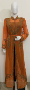 Kaftan Kurta ouvert sur le devant pour femmes, brodé à la main, en soie Georgette, design ethnique moderne, tenue de soirée pour les vacances, style indien pakistanais - Product Image 5