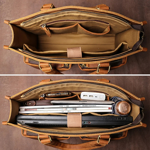 Classic Genuine Leather Laptop Messenger Protective Durable Large Capacity Shoulder <b>Bag</b> for Work Zipper Closure - Product Image 5