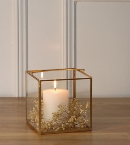 Glass Metal <b>Square</b> Shape <b>Candle</b> Holder High Quality Glass <b>Candle</b> Jar Stylish Other <b>Candle</b> Holders Lanterns and for Home Decor - Product Image 1