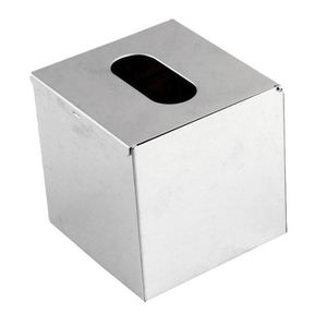 Venta al por mayor paisaje cuadrado gran oferta caja de pañuelos baño impermeable cubo moderno metal plateado caja de pañuelos - Product Image 2