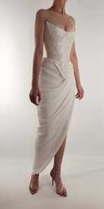 Robe de soirée de haute qualité sans manches, brodée de sequins et de perles, motif floral, coupe trapèze, bustier, maxi en tulle, pour cocktail - Product Image 4