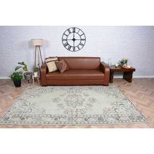 Tapis turc 5,4 x 8,6 pieds, grand tapis vintage, tapis en laine patchwork vert - Product Image 1