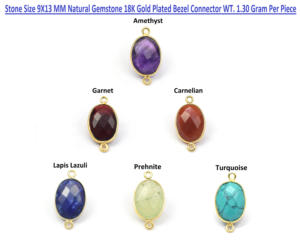 Piedra preciosa natural chapada en oro de 18 quilates hecha a mano forma ovalada doble fianza facetada corte piedra bisel conector componente de joyería - Product Image 2