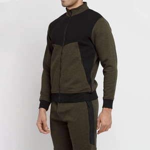 Vendeurs de survêtements personnalisés, pantalon de jogging à col montant, survêtements en deux pièces, survêtements zippés pour hommes, couleur unie, vente en gros - Product Image 2