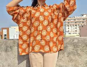 Chemisier long ample pour femme, style floral, pour fêtes, été, printemps, sexy, manches ballon, léger, simple, en Georgette, écologique - Product Image 6