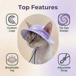 Adjustable Pet Bucket <strong>Hat</strong> with Ear Holes Lightweight Breathable Sun Protection for Cats and Small Dogs Outdoor <strong>Walking</strong> UV Cat - Product Image 3
