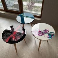 Table à manger/à café de luxe moderne en bois d'acacia et résine époxy, faite à la main, personnalisable, étanche, pour décoration de salon, idéale pour la retraite