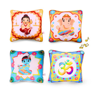 Juego de 4 Almohadas de Felpa Ultra Suaves con Módulo de Audio Integrado, Diseño Mantra Chanting Divine, Hechas con Tela Premium - Product Image 3