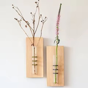 Wall Mounted Wooden <b>Flower</b> Vase Test Tube Vase for Hydroponic Plant, <b>Small</b> Bud <b>Pot</b> Office Table Top - Product Image 6
