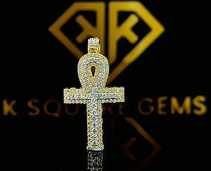 2.25 Ct Moissanite Diamant Croix Pendentif 14K Or Jaune Plaqué Or Massif Croix Collier Vintage Croix Collier pour Enfants - Product Image 1