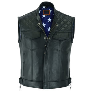 Gilet de moto de haute qualité sur mesure pour hommes grande taille en cuir de vachette avec logo durable gilet d'hiver en gros - Product Image 4