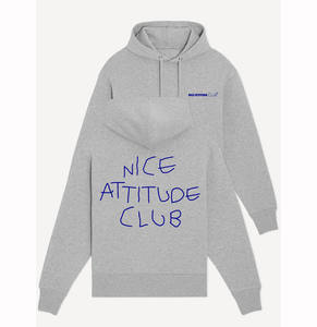 Sweat à capuche en coton personnalisé régulier gris chiné Nice Attitude Club Organic Hoodie - Product Image 1