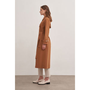 Abrigo de lana con doble botonadura estilo vintage para mujer, estampado de punto, para otoño e invierno - Product Image 4