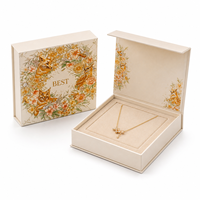 Boîte cadeau rigide magnétique imprimée en couleur, emballage personnalisé avec logo floral pour bijoux, collier