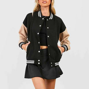 Veste universitaire unisexe pour filles, best-seller, vêtements d'hiver, corps en laine, manches en cuir, patch en chenille brodé, imprimé - Product Image 6