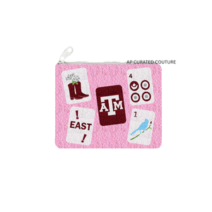 Porte-monnaie Team Tiles, accessoire de mode pur pour femmes, fermeture éclair, broderie à la main, perles de rocaille, petite pochette - Product Image 1