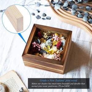 Vitrina de marco de caja de sombra pequeña 5x5, parte posterior de lino suave frontal de vidrio HD de madera de pino Natural de grado A, profundidad Interior de 1,5 pulgadas - Product Image 2