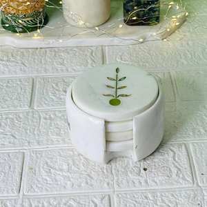 Posavasos de mármol natural puro hechos a mano con logotipo personalizado, 1 soporte, juegos de regalo de boda ecológicos de lujo disponibles al por mayor - Product Image 1