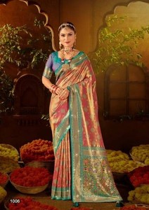 Authentique Collection de mariée indienne tissée à la main-Paithani Sarees Style moderne Séchage rapide Réversible Sans rides Diwali pour femmes - Product Image 5