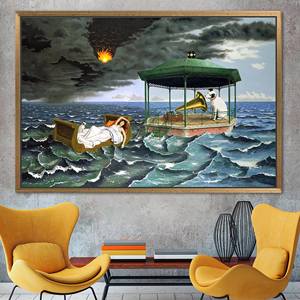 Decoración de pared Seascape de Dominique Appia - Arte surrealista impreso en lienzo, 1P: con marco dorado - Product Image 1