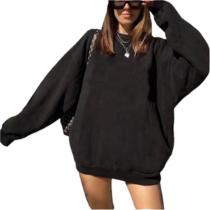 Sweat-shirt décontracté en coton pour femme, imprimé personnalisé, coupe ample, col rond classique, logo sur le devant, motif uni, manches chauve-souris, hiver - Product Image 6