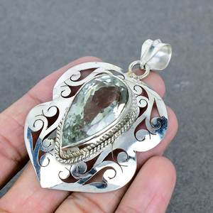 Colgante de piedras preciosas facetadas de pera de Latón chapado en plata amatista verde de Grado Superior encanto de bisel de piedra natal para joyería hecha a mano - Product Image 4