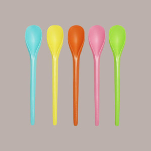 Cuillères jetables multicolores en PLA de 13,8 cm pour yaourt et granita, 300 pièces - Product Image 1