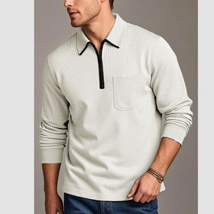 Polo de qualité supérieure pour hommes, solide et imprimé techniques sombres, tissu de haute qualité avec long et fermeture éclair et col polo pour le golf - Product Image 4