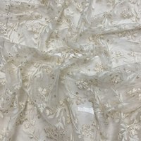 Tissu brodé en filet papillon tissé de poids moyen, motif floral, enduit PA, respirant, pour robes Kurti Kothi et travaux de broderie