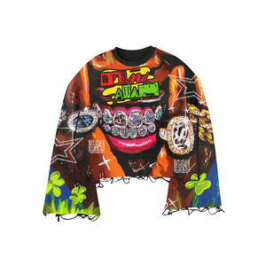 Sudadera con Capucha Personalizada con Bordado Sublimado, Estilo Desgastado, con Cierre y Pedrería, Lavado Ácido, Estilo Vintage, Ropa Urbana para Hombre - Product Image 1