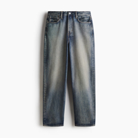 Jean en denim bleu pour homme, coupe droite, taille mi-haute, en coton premium, délavé, motif léopard, séchage rapide, respirant, décontracté, été et hiver