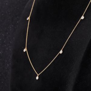 Collar de Plata de Ley 925 con Moissanita de Corte Brillante VVS de 4 mm, Cadena de Eslabones con Engaste de Bisel, Gargantilla, Collar con Colgante Elegante y Moderno - Product Image 4