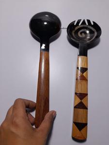 Fabricant direct Ensemble de cuillères à salade en bois fait à la main en corne de buffle Serveurs polis de style nautique-Produit Offre Spéciale de Craftsy Home - Product Image 4