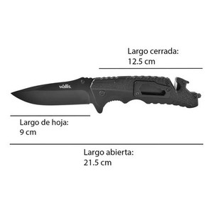 Coltello pieghevole Wallis K900372 con manico in metallo nero e clip per lama liscia nera - Product Image 2