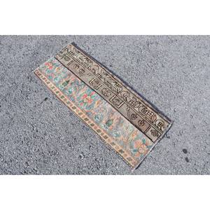 Tapis Vintage en Laine Bleu Beige 1.5X3.6 ft Turc Classique Grande Surface Abstrait Rectangle Motif Latex pour Couloir Chambre Décor - Product Image 2