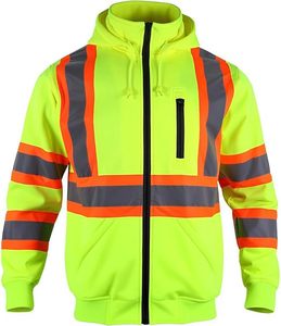 Chaqueta de invierno Softshell de seguridad para hombres con cinta reflectante impermeable de trabajo verde de alta visibilidad - Product Image 2