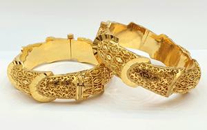 Wholesale 24K <b>Gold</b> <b>Plated</b> Stainless Brass <b>Bangles</b> High Quality Stylish Fashion Jewelry Bracelets - Product Image 2