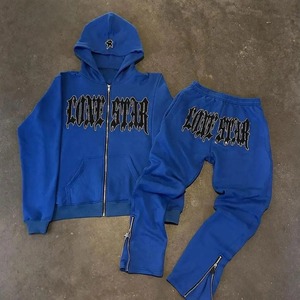 Esthétique Streetwear Homme Set Sweatshirts Y2K Classic Fashion Women Hooded Rhinestones Graphics Rock Vintage Hip Hop Zip Hoodies - Product Image 3